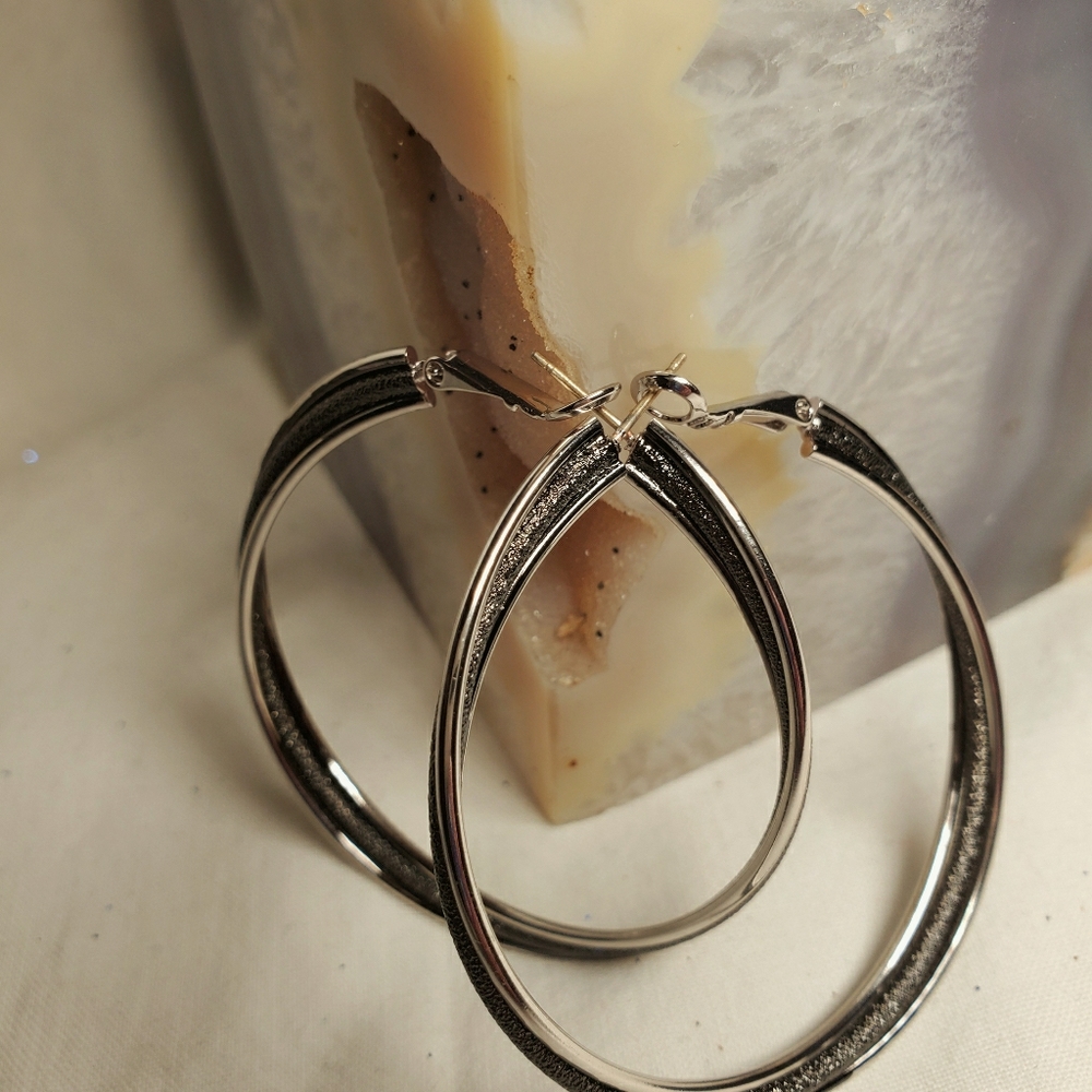 Sterling Silver and Hematite loop earrings
